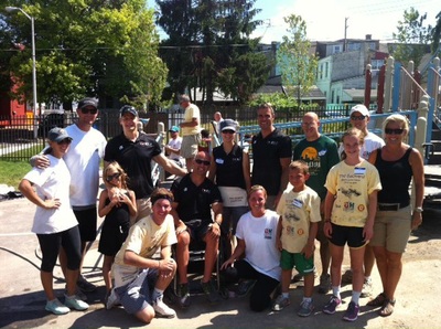 photo of volunteers who built a playground